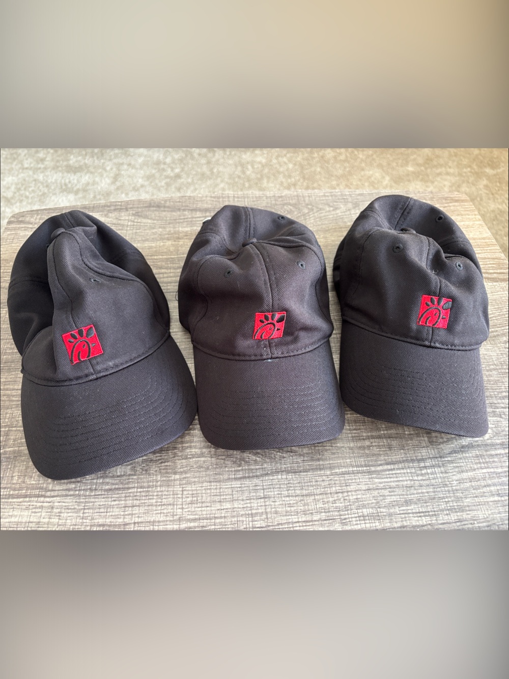 Black Baseball Cap with Red Logo - Men’s Casual Hat